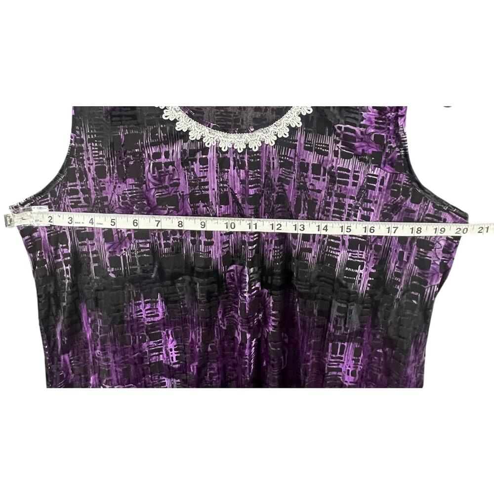 Tan Jay Velvet Burnout Tank Top Womens M Purple Black Lace Whimsygoth Vintage - Picture 6 of 13